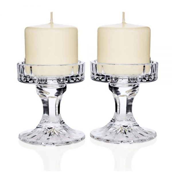 Circular Pillar Candleholder Pair H9cm