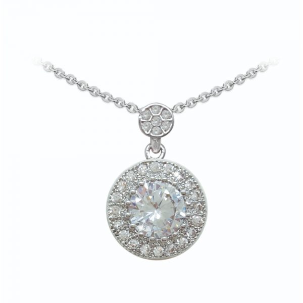 Silver Round Pendant Pave Set Surround