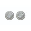 Silver Round Earrings Pave Set Surround