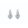 Silver Round Earrings With Pave Bale