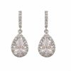 Silver Pear Shape Earrings - White