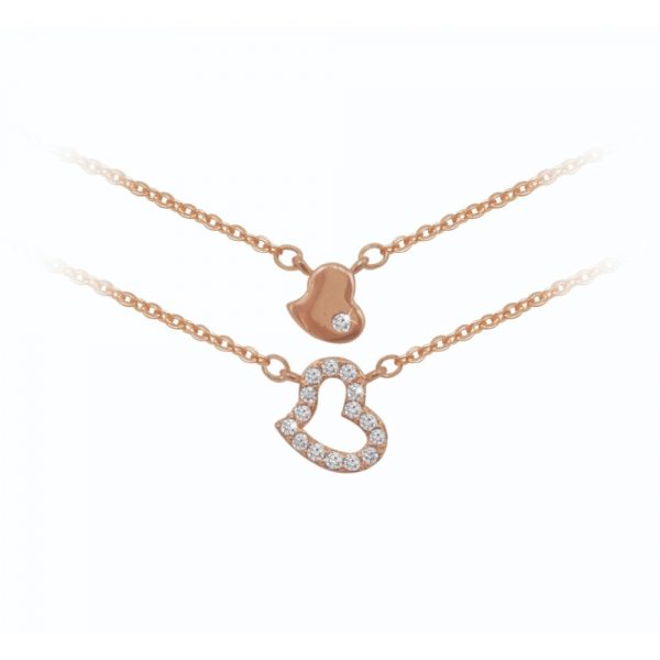 Rose Gold Double Heart Pendant (BN02736)