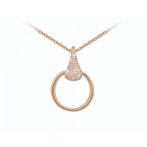 Rose Gold Circle Pendant With Pave Set Bale