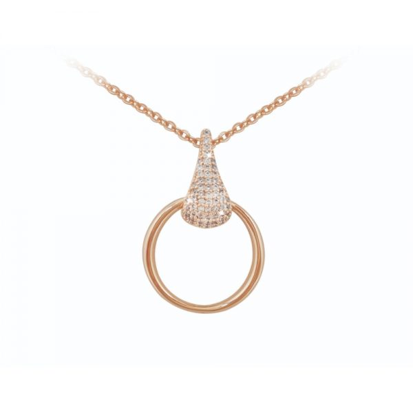 Rose Gold Circle Pendant With Pave Set Bale