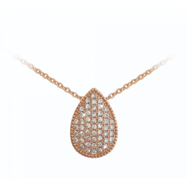 Rose Gold Pave Set Tear Drop Pendant (BN02636)