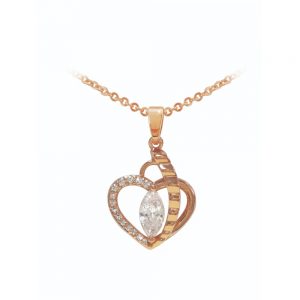 Rose Gold Heart Pendant With Marquise Cut