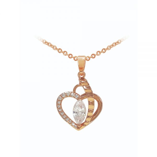 Rose Gold Heart Pendant With Marquise Cut