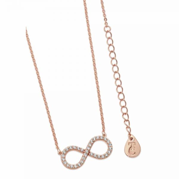 Stone Set Infinity Pendant Rose Gold