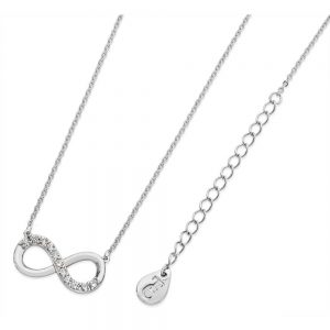 Part Stone Set Infinity Pendant Silver