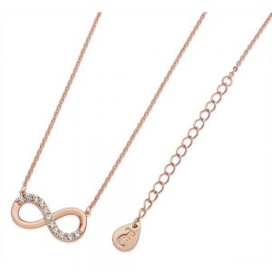 Part Stone Set Infinity Pendant Rose Gold