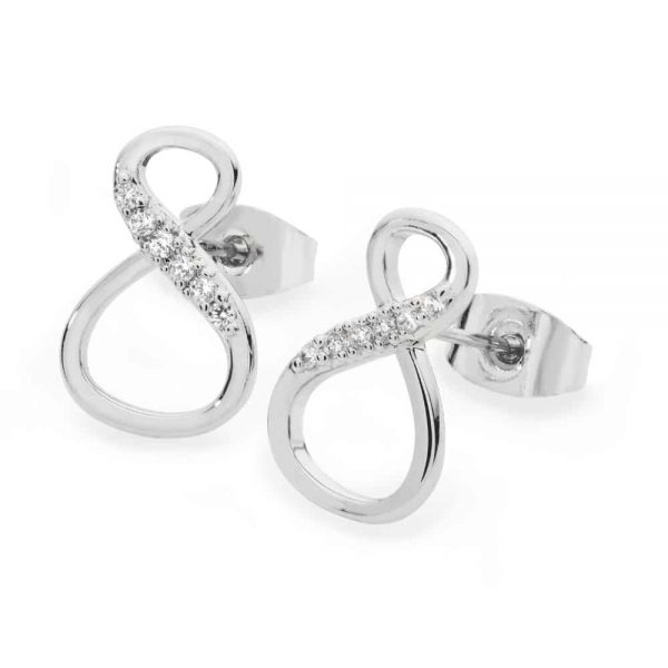 Tipperary 8 Shape Infinity Stud Earrings Silver