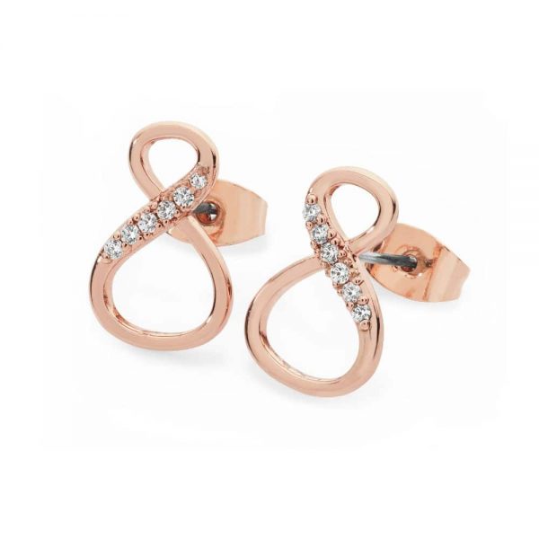 Tipperary 8 Shape Infinity Stud Earrings Rose Gold