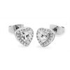 Diamante Heart Drop Earrings Silver