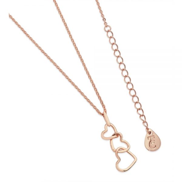 Triple Heart Drop Pendant Rose Gold