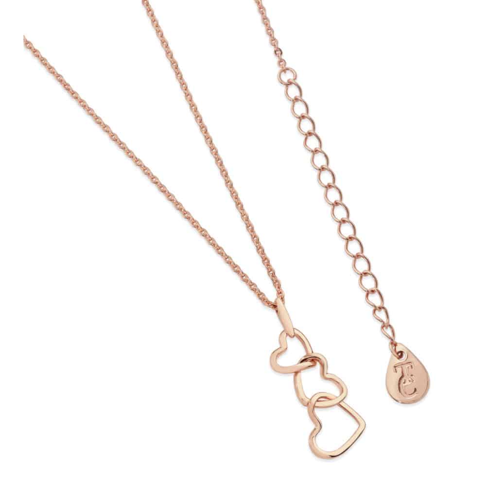 Triple Heart Drop Pendant Rose Gold
