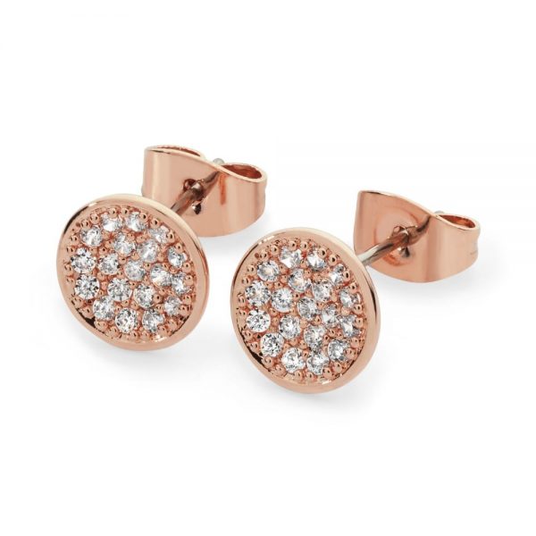 Pave Full Moon Earrings Rose Gold