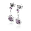 Lavender Double Moon Drop Earrings Silver