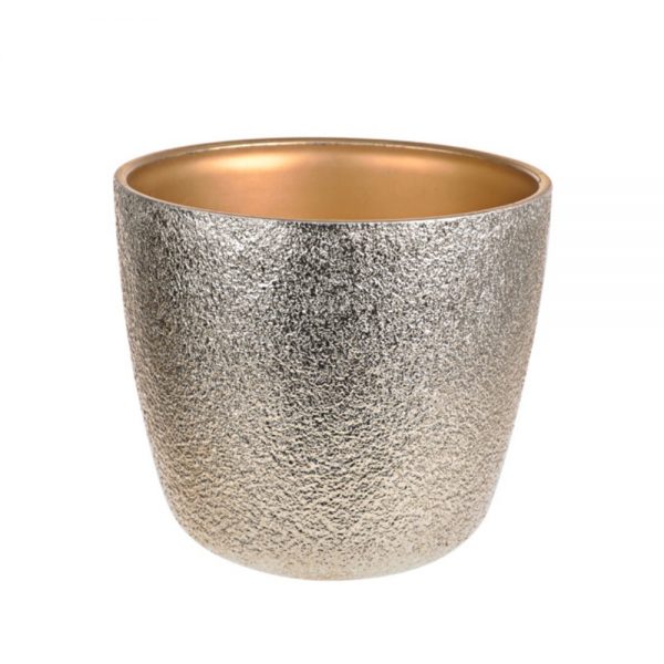 Recyclable Plastic Pot Cover Rnd 13.5cm Gold