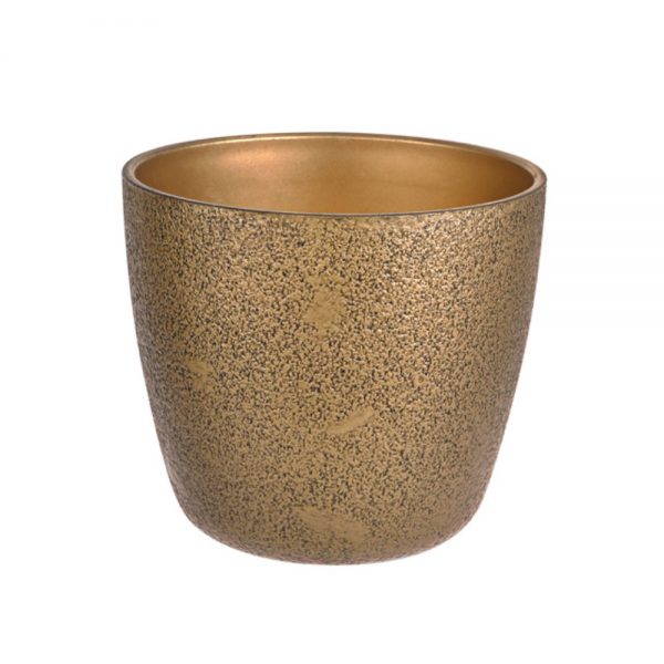 Recyclable Plastic Pot Cover Txtr 13.5cm Gold