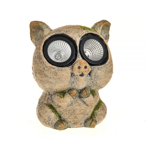 Vivid Eyes Pig Ornament With Solar Light