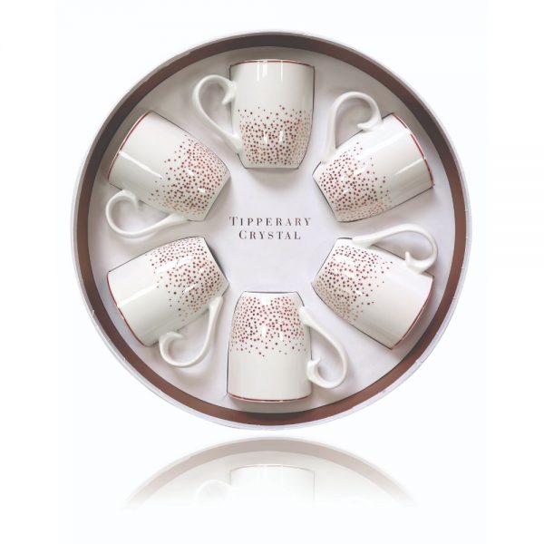 Set of 6 Rose Gold Mugs by Tipperary Crystal