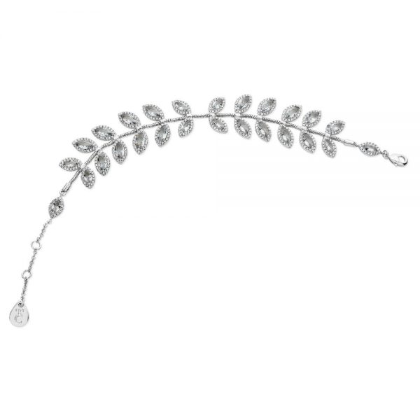 Silver Diamante Leaf Bracelet