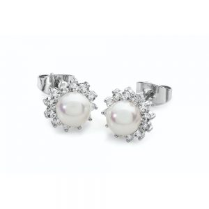Tipperary Silver Antique Daisy Pearl Studs