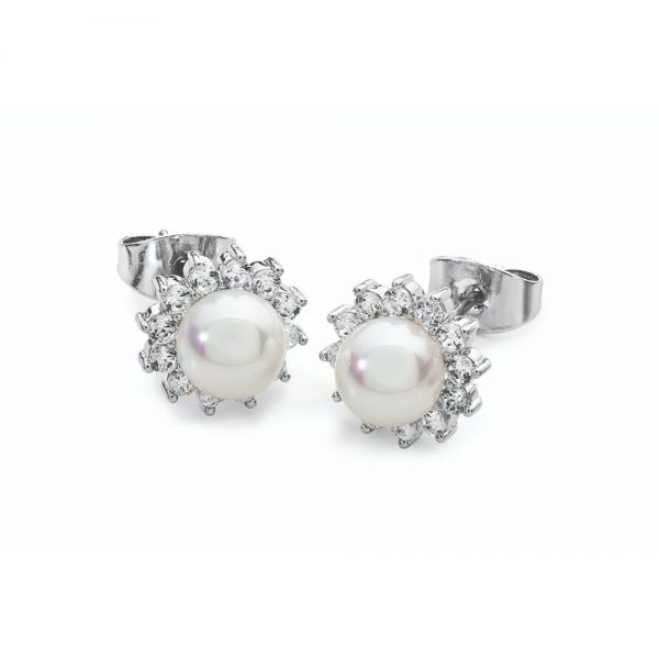 Tipperary Silver Antique Daisy Pearl Studs