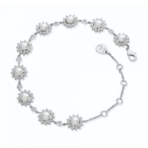 Tipperary Silver Antique Daisy Pearl Bracelet