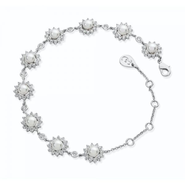 Tipperary Silver Antique Daisy Pearl Bracelet