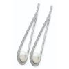Silver Long CZ Cradle Pearl Drop Earrings