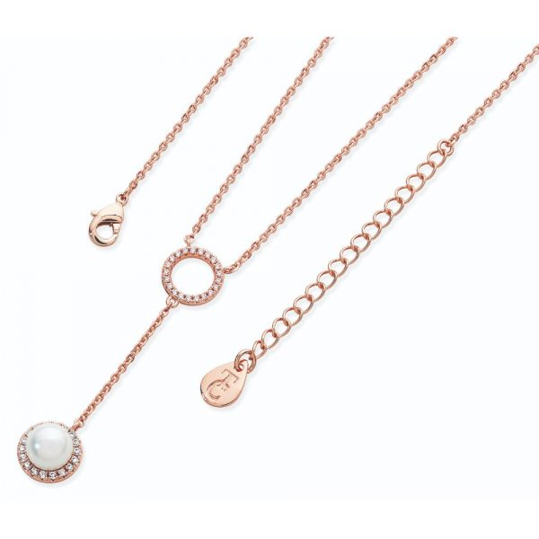 Tipperary Crystal Rose Gold Circle Pearl Necklace