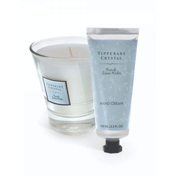 French Linen Candle and 100ml Hand Cream Set