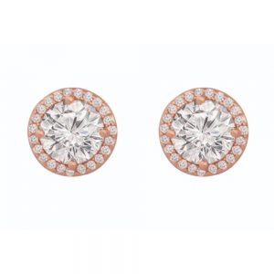 Tipperary Crystal Rose Gold CZ Round Stud Earrings