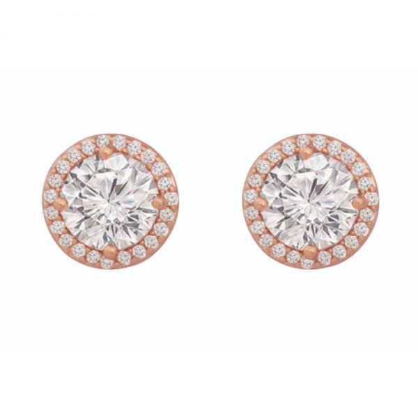 Tipperary Crystal Rose Gold CZ Round Stud Earrings