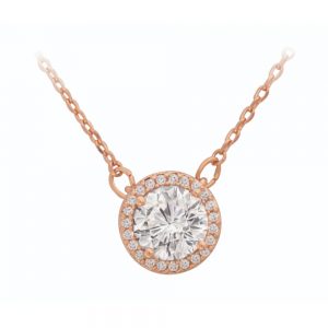 Tipperary Crystal Rosegold CZ Round Pendant