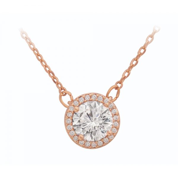 Tipperary Crystal Rosegold CZ Round Pendant