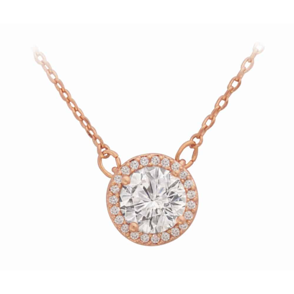 Tipperary Crystal Rosegold CZ Round Pendant - Allens