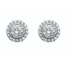 Silver Stud CZ With Pave Surround Earrings