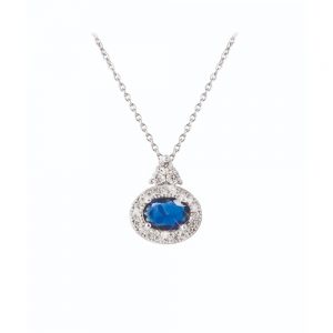 Tipperary Crystal Oval Sapphire Pendant Silver