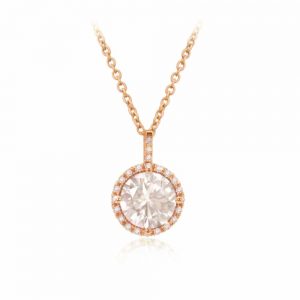 Tipperary Crystal Rosegold CZ Round Pendant