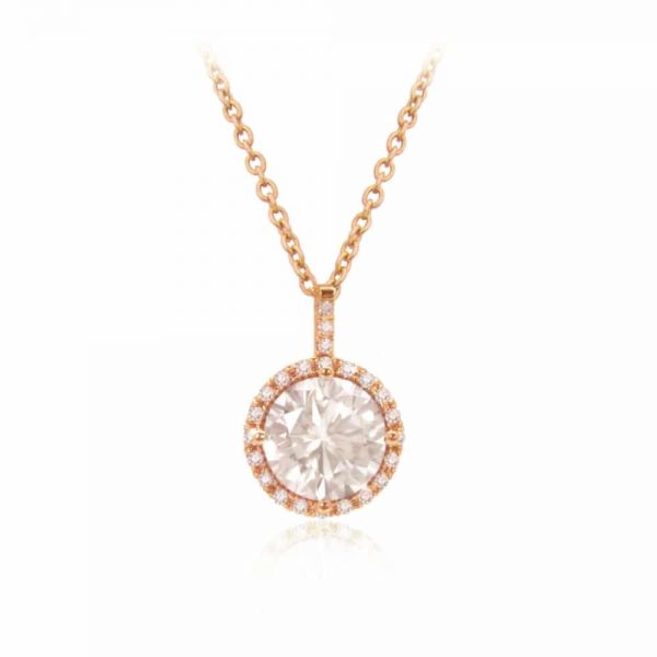 Tipperary Crystal Rosegold CZ Round Pendant