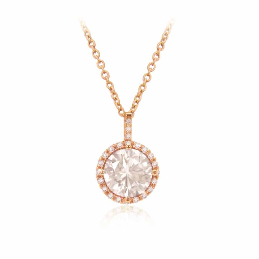 Tipperary Crystal Rose Gold CZ Round Pendant - Allens