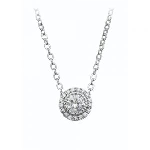 Silver Stud CZ With Pave Surround Pendant