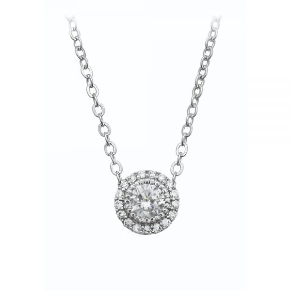 Silver Stud CZ With Pave Surround Pendant