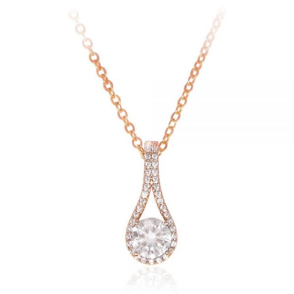 Tipperary Crystal Rose Gold CZ Drop Pendant