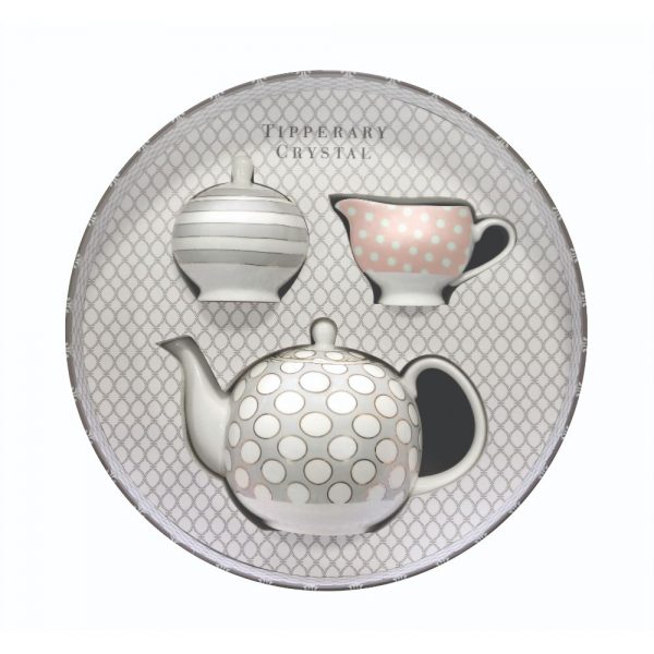 Spots and Stripes Teapot  Sugar and Creamer Set