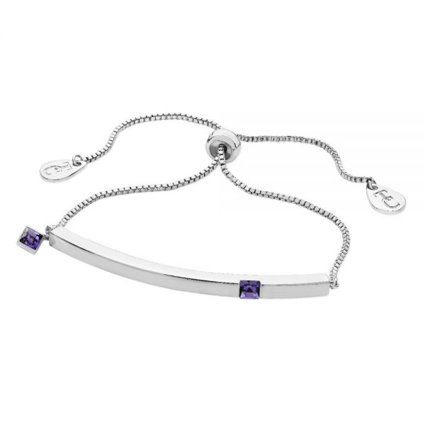 December Silver Bar Birthstone Bracelet Tanzanite