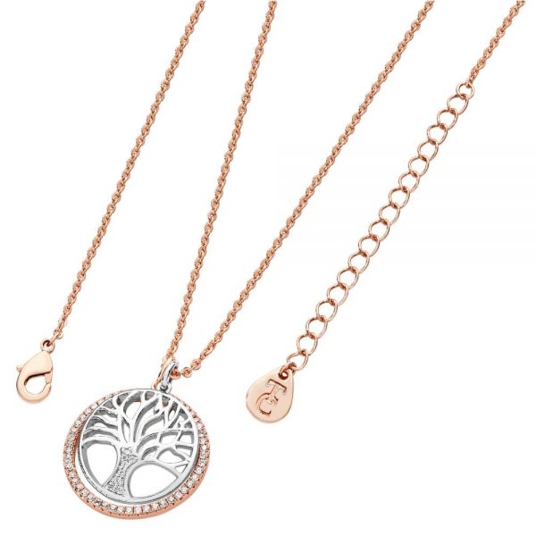 Tree Of Life Necklace with Cz Circle Rose Gold