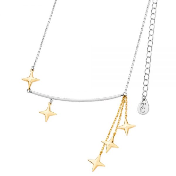 Stars Falling Silver and Champagne GoldBar Pendant